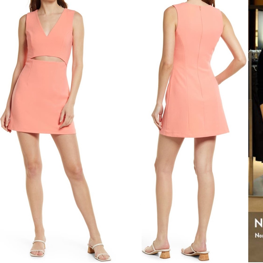 French Connection Whisper Cutout Sleeveless Dress in Coral Sands